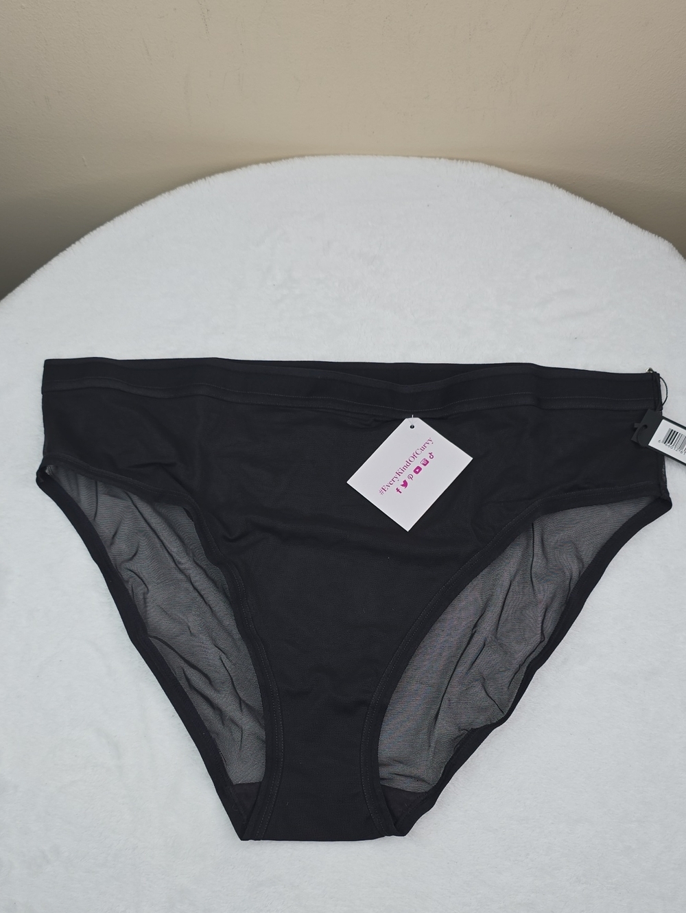 Curvy Couture Sheer Mesh High Cut Brief Sz Large NWT